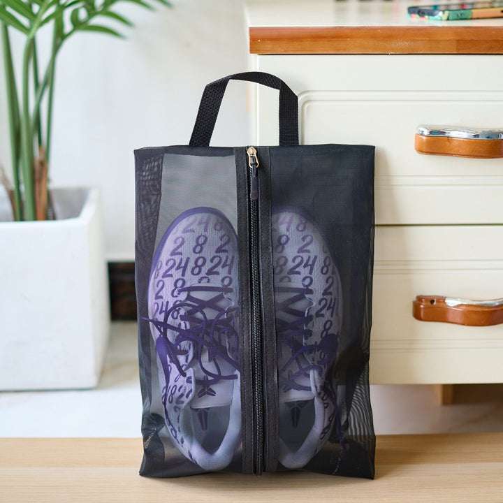 Transparent Mesh Zipper Shoe Bag with Handle Bowlift