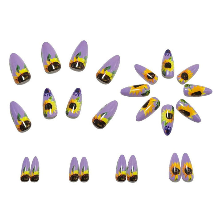 Art nails with elaborate sunflower motifs Bowlift