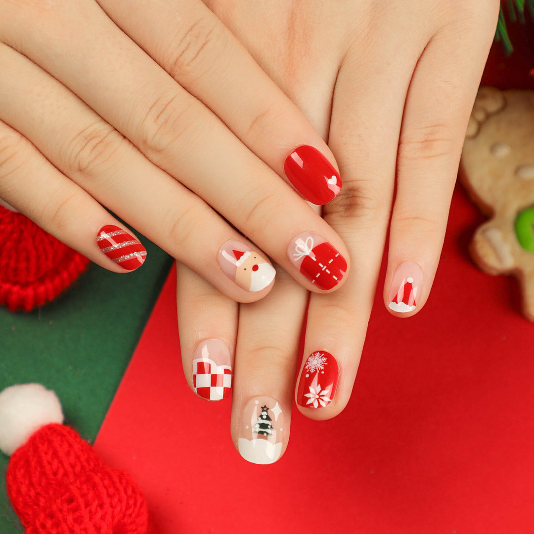 Artful Nail Extensions with Glitter and Rhinestone Embellishments Bowlift