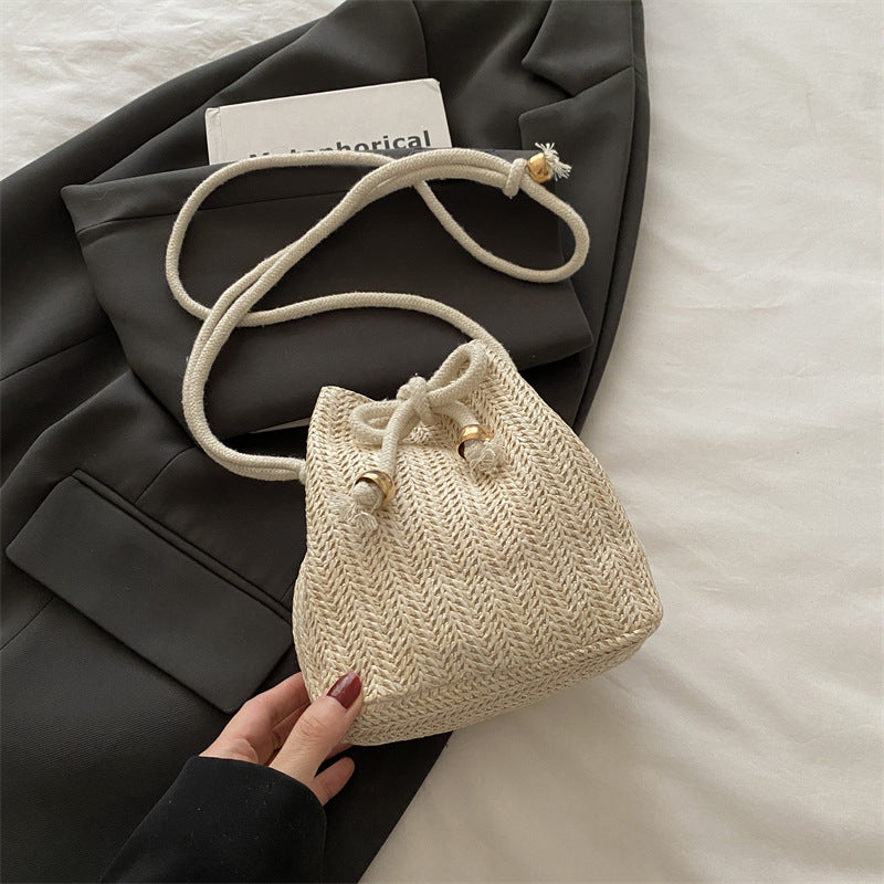 Bohemian Straw Bucket Bag Bowlift