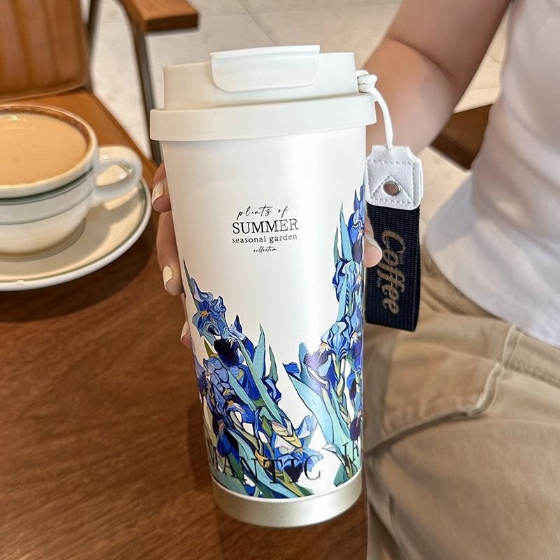 Insulated Stainless Steel Travel Coffee Tumbler with Leakproof Lid and Carry Strap Bowlift