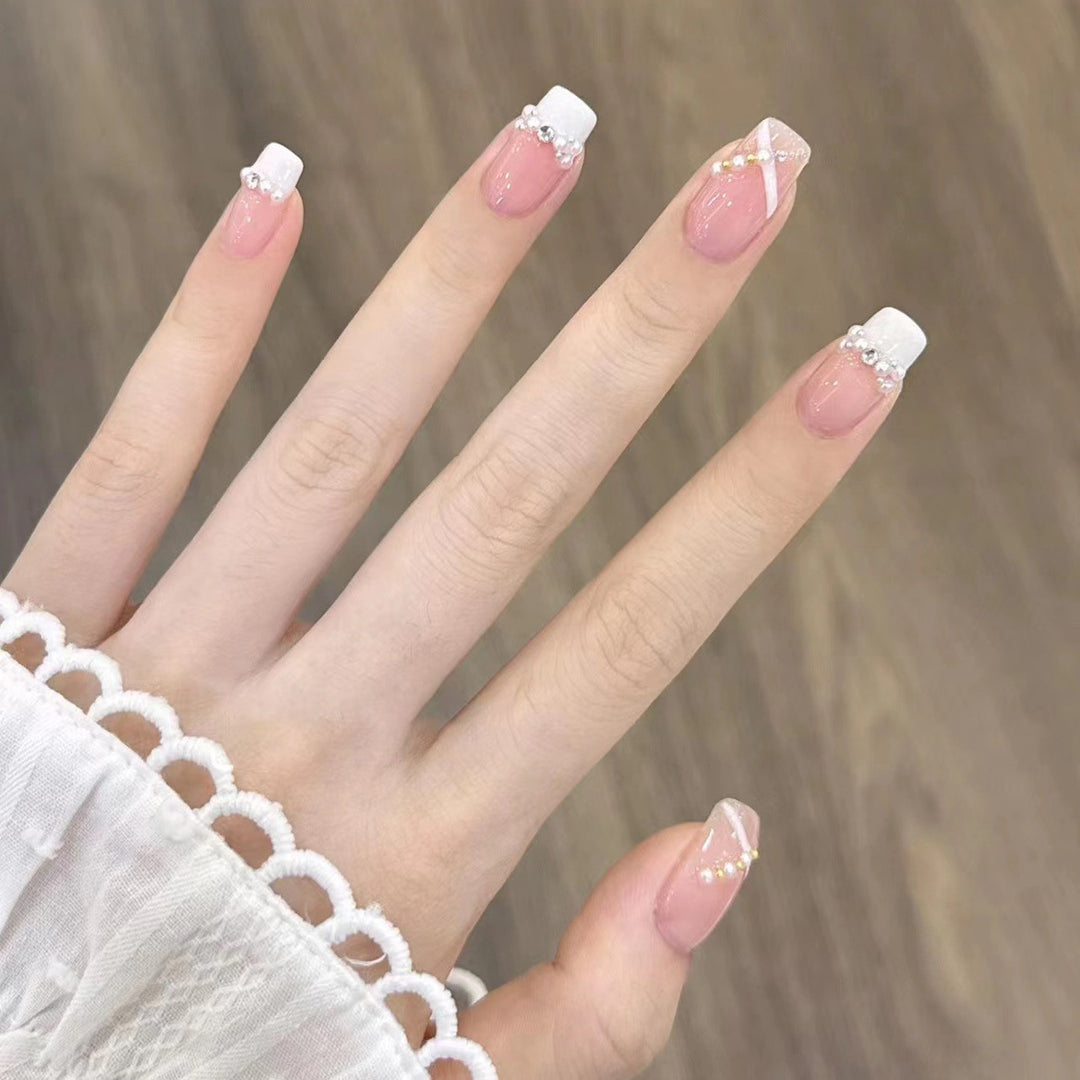 Artistic Nail Extensions with Flower Design Bowlift