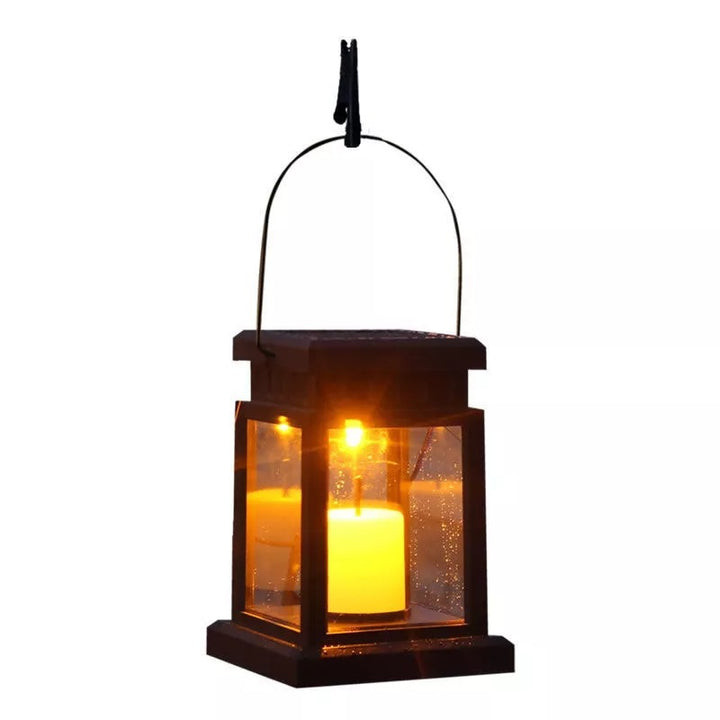 Solar Hanging Lantern With Realistic Flickering Flame LED Candle And Waterproof Outdoor Design Bowlift