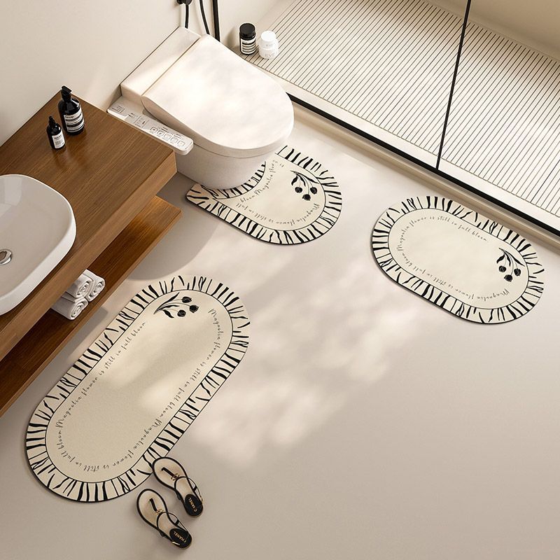 Elegant Floral Design Bath Mat Set Bowlift
