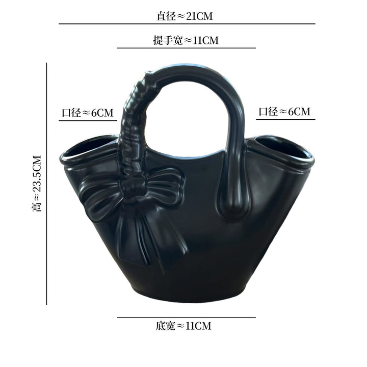 Decorative Bow-Design Ceramic Handbag Planter
