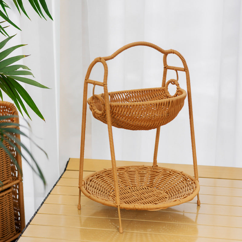 Two-Tiered Woven Fruit Display Stand Bowlift