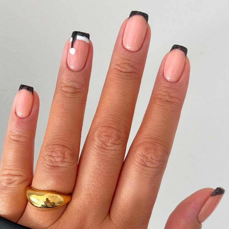 Glossy French Tip Press-On Nail Set Bowlift