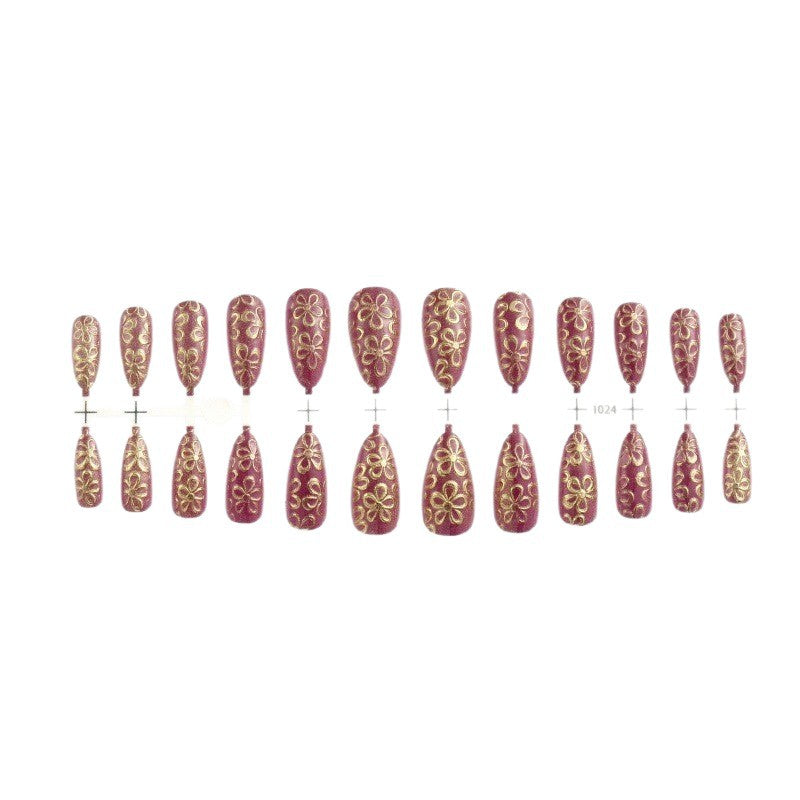 Glittering artificial nails with floral patterns Bowlift