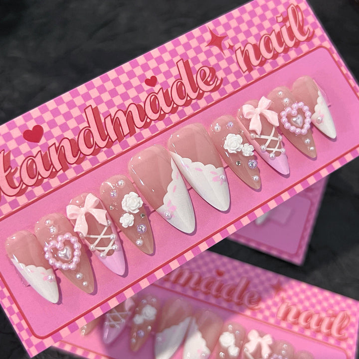 Artful stiletto nails with romantic accents Bowlift