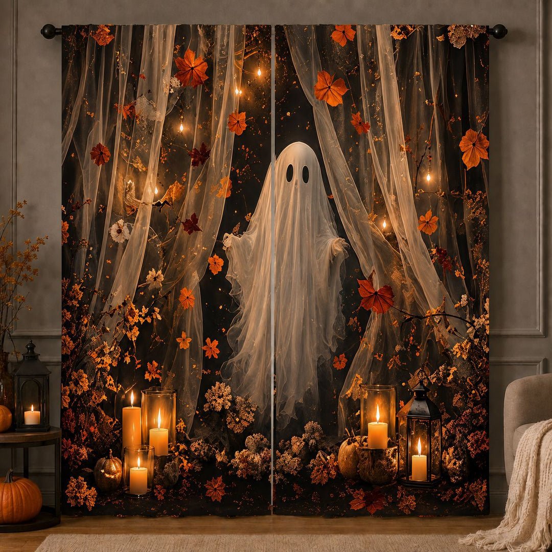 Ghost-Themed Halloween Window Drapes