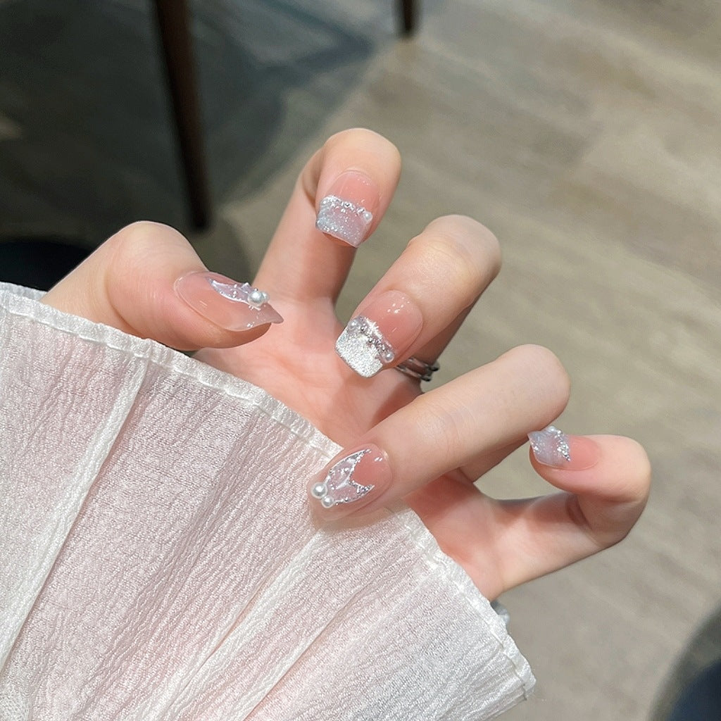 Elegant Crystal-Embellished Nail Extensions Bowlift