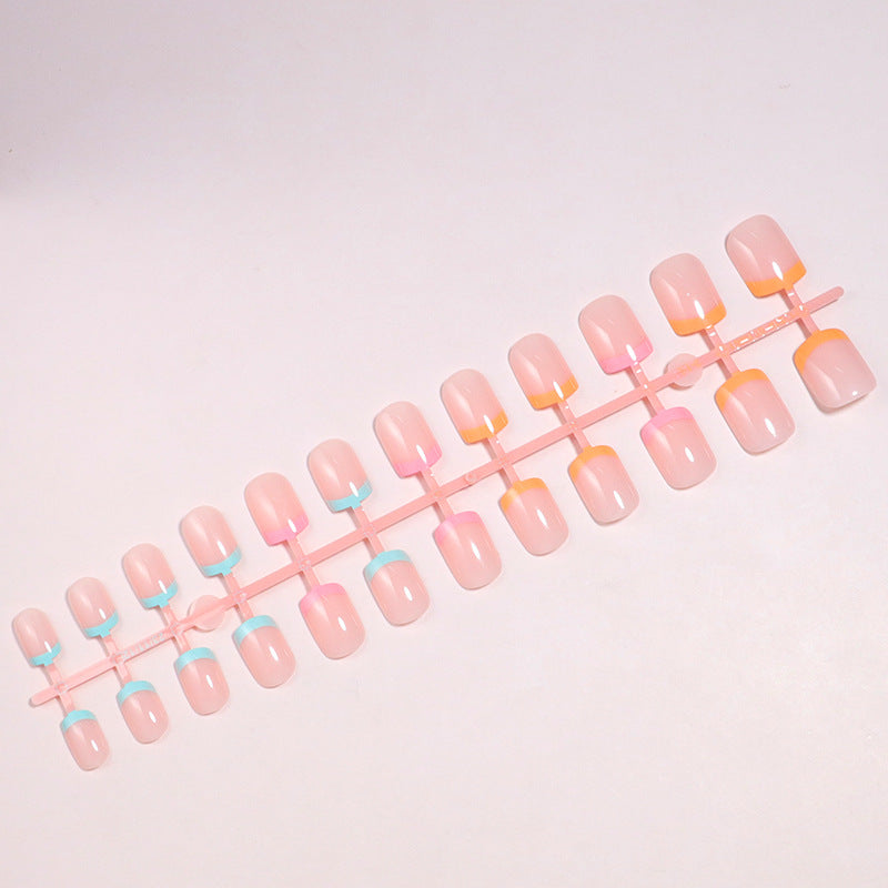 Premium Gradient French Tip Press-On Nail Set Bowlift