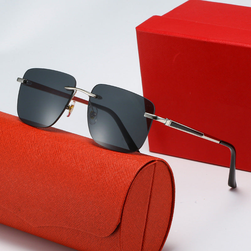 Women's fashionable rectangular semi-rimmed sunglasses with innovative design Bowlift