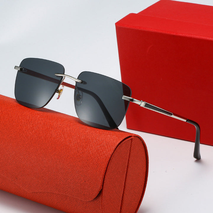 Women's fashionable rectangular semi-rimmed sunglasses with innovative design Bowlift