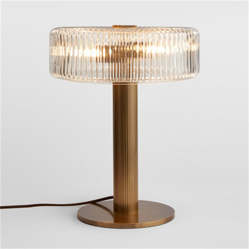 Modern Glass Table Lamp with Decorative Metal Base