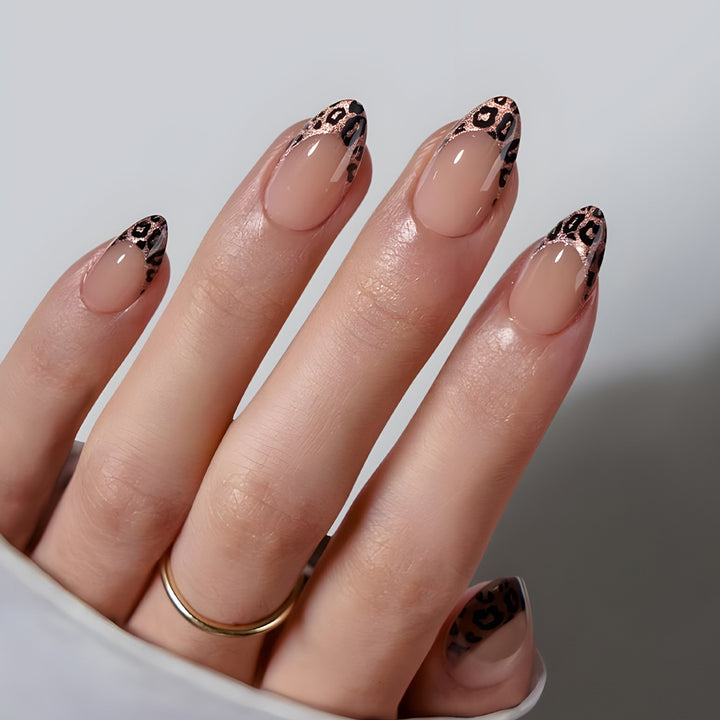 Artful Nail Tips with Leopard Pattern Bowlift