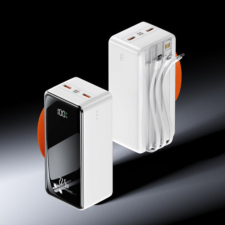 Portable power bank with integrated charging cables and digital display Bowlift