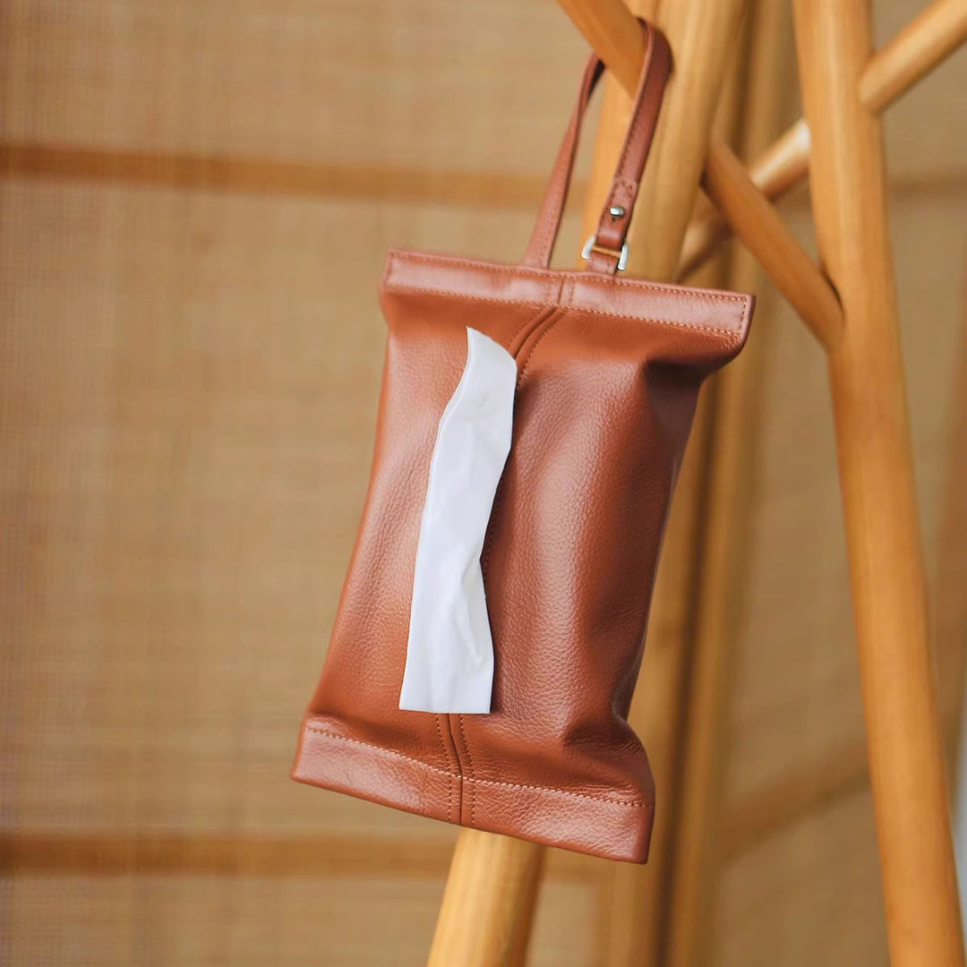 Stylish Leather Tissue Holder Bowlift