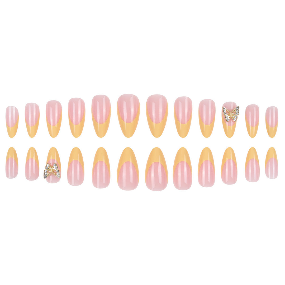 Glamorous Stiletto Press-On Nails with Butterfly Accents Bowlift
