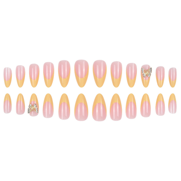 Glamorous Stiletto Press-On Nails with Butterfly Accents Bowlift