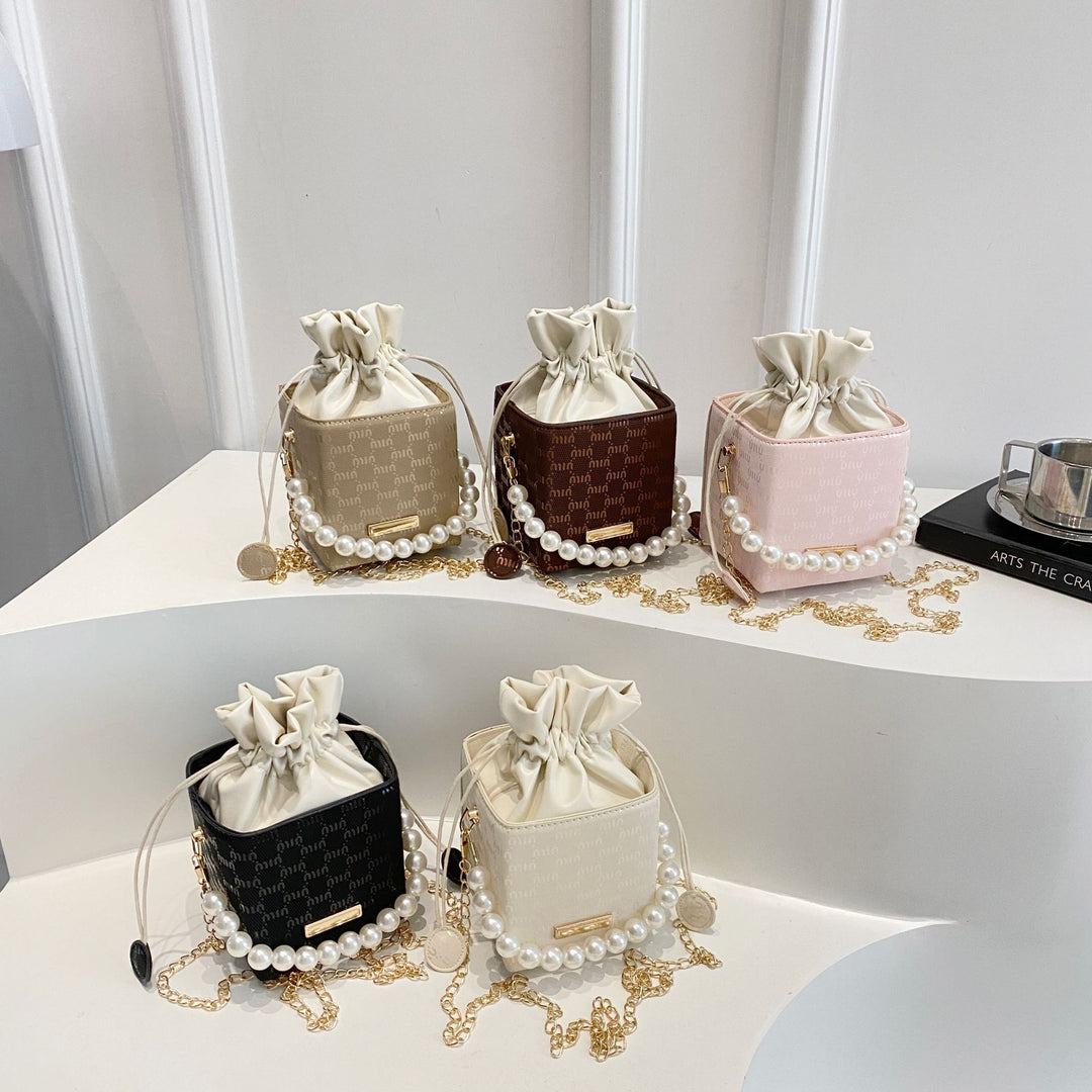 Elegant Pearl-Handled Mini Bucket Bag Bowlift
