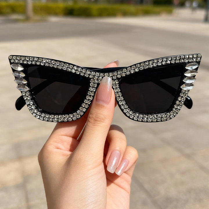 Rhinestone-Accented Cat-Eye Sunglasses Bowlift