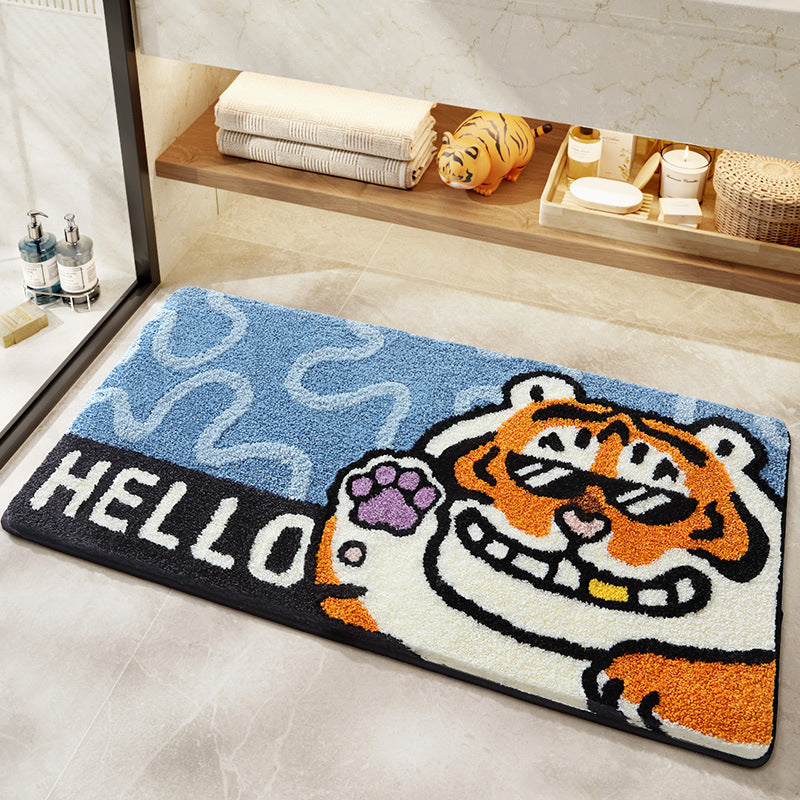 Playful Cartoon Tiger Bath Mat Bowlift