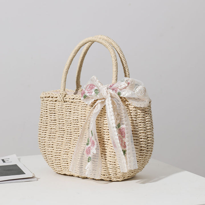 Elegant Bast bag with Floral Bow Detail Bowlift