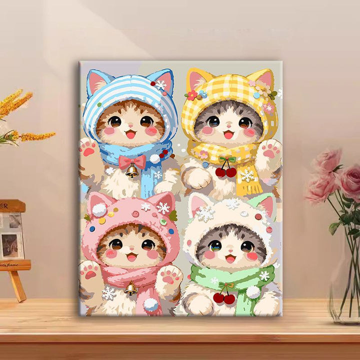 Cute Cat Character Canvas Art Print Bowlift