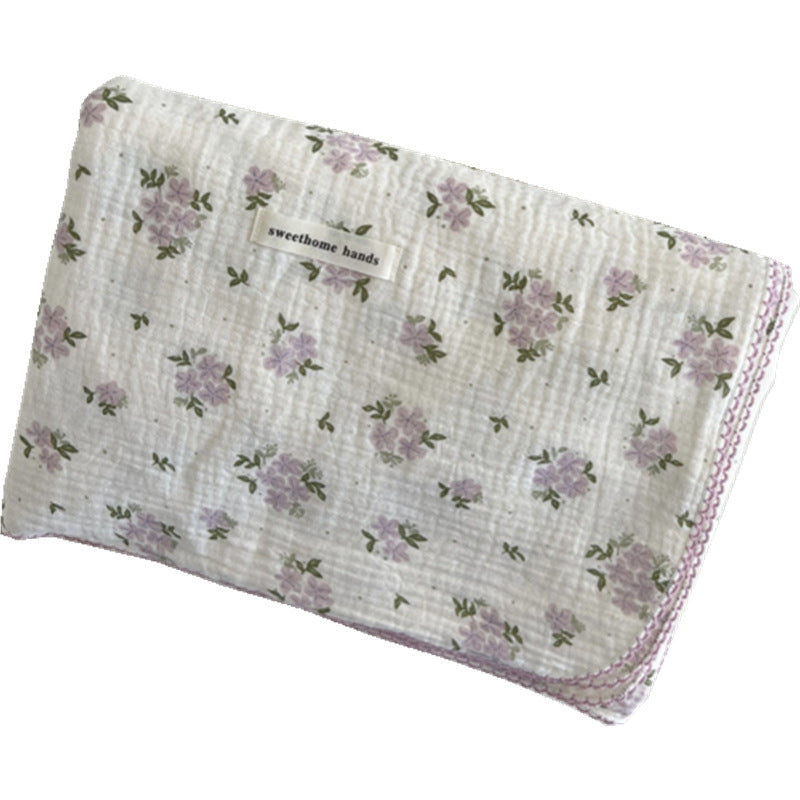 Unisex versatile muslin blanket with floral accents Bowlift