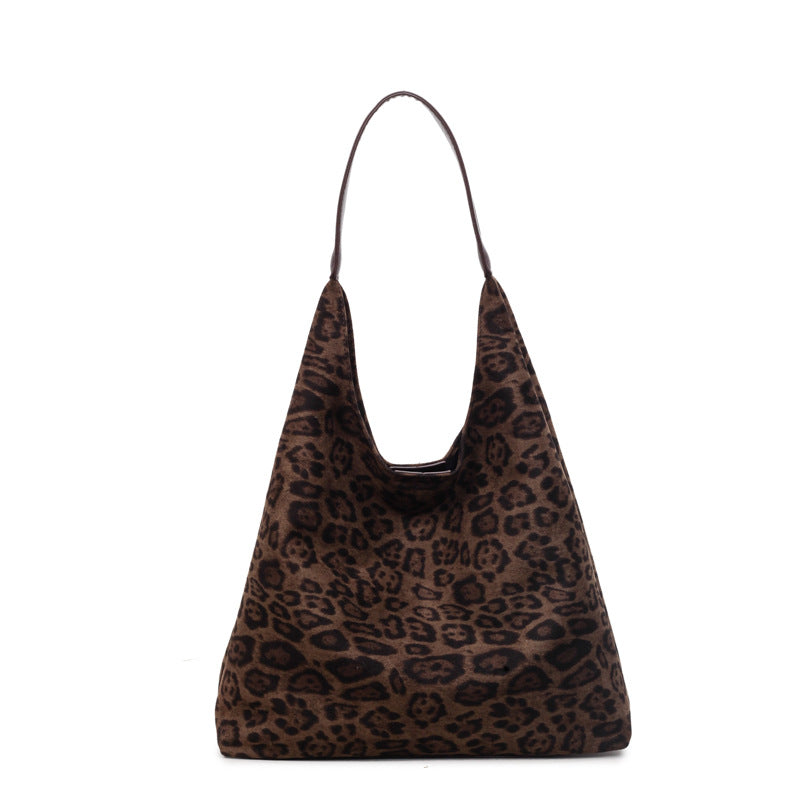 Suede Leopard Print Hobo Bag Bowlift