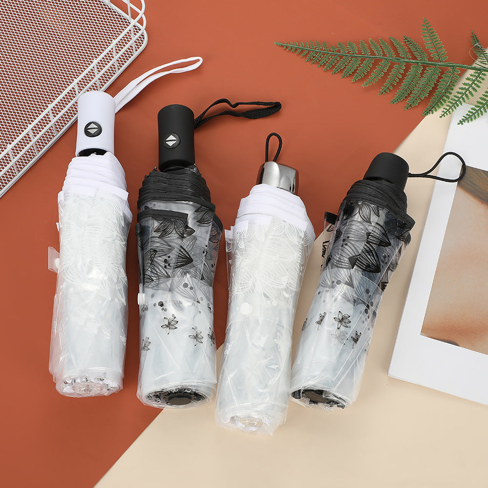 Women's Foldable Umbrella with Floral Pattern Bowlift
