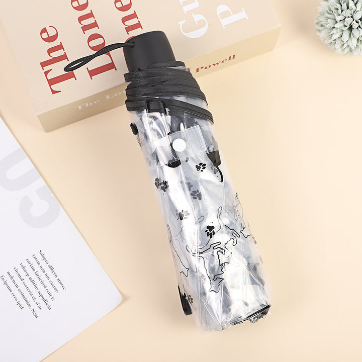 Women's Foldable Umbrella with Transparent Design and Animal Patterns Bowlift