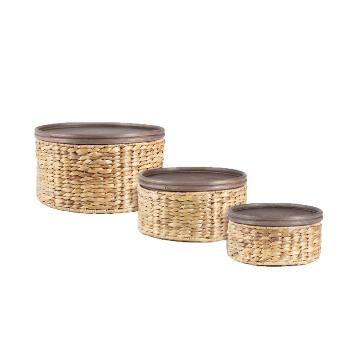 Handwoven storage basket with two handles Bowlift