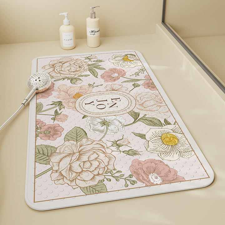 Floral Pattern Bath Mat Bowlift