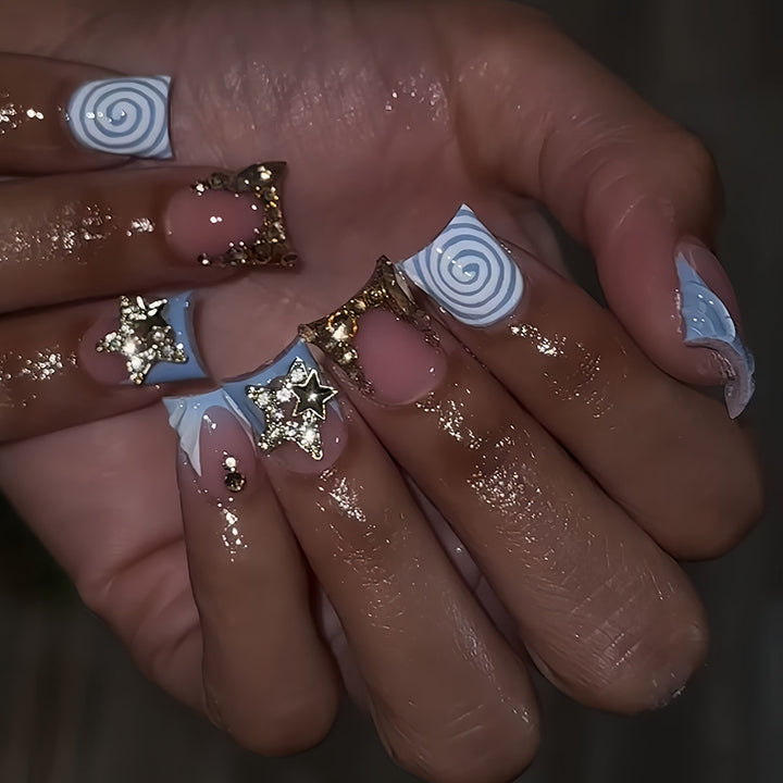 Decorative Star and Swirl Nail Art Extensions Bowlift