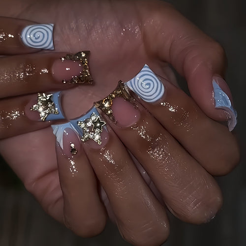 Decorative Star and Swirl Nail Art Extensions Bowlift