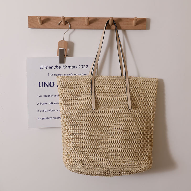 Braided shopping bag with elegant leather handles Bowlift