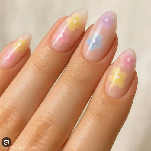 Floral-Themed Press-On Nail Design Bowlift