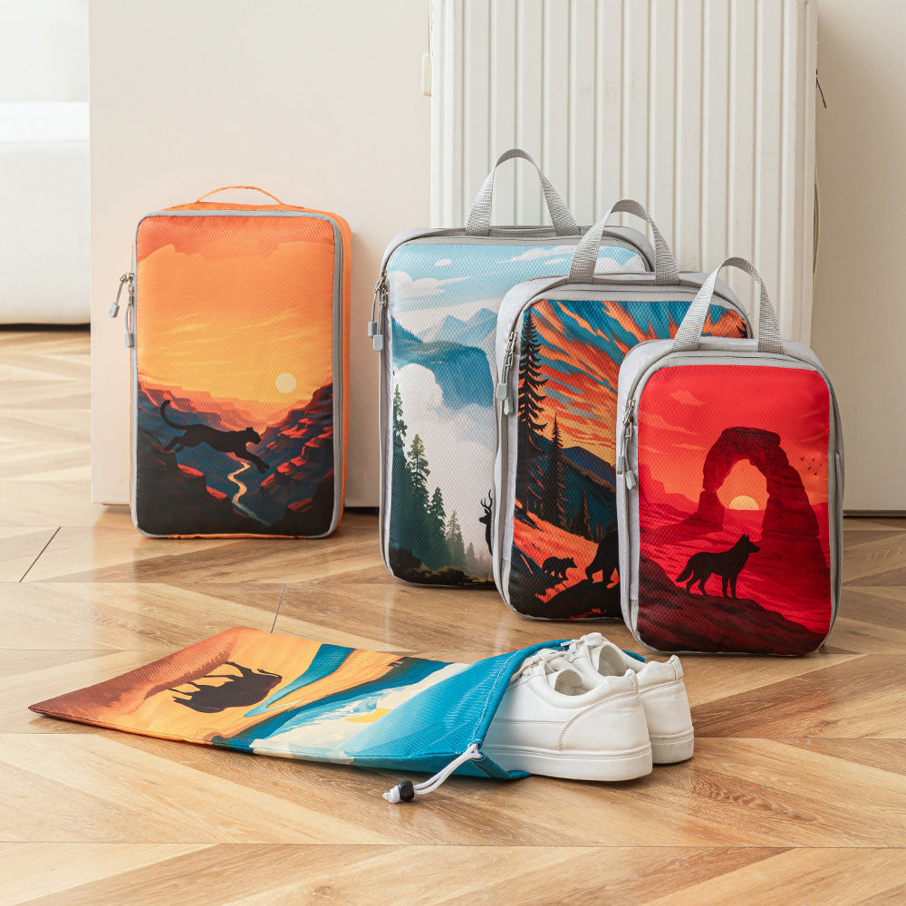 Set of travel organizers with unique nature motifs Bowlift