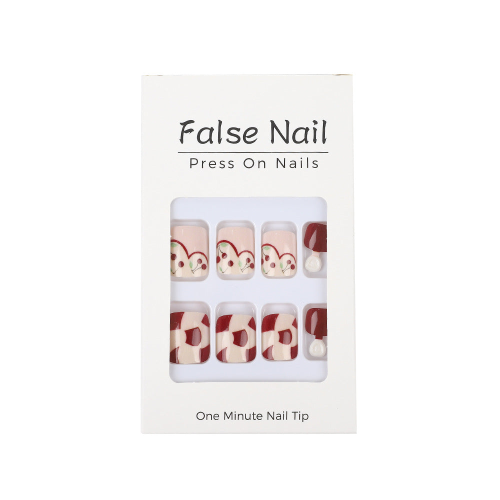 Artificial nails with fresh cherry design Bowlift
