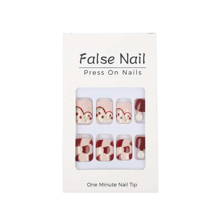 Artificial nails with fresh cherry design Bowlift