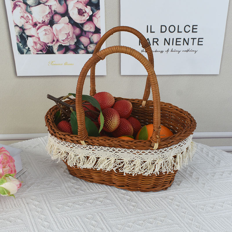 Stylish Wicker Picnic Basket Bowlift