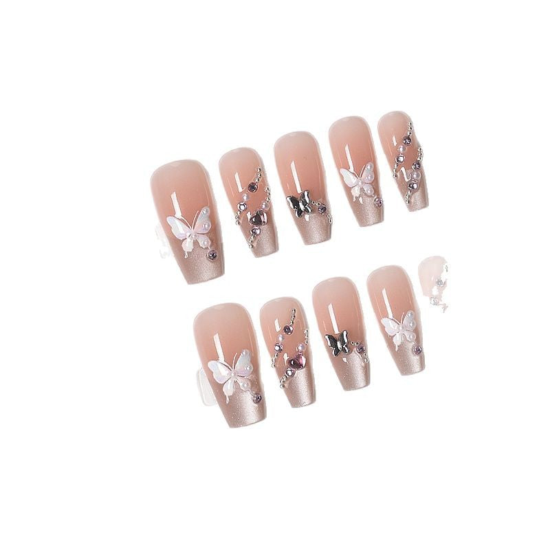 Elegant Floral-Embellished Press-On Nail Extensions Bowlift