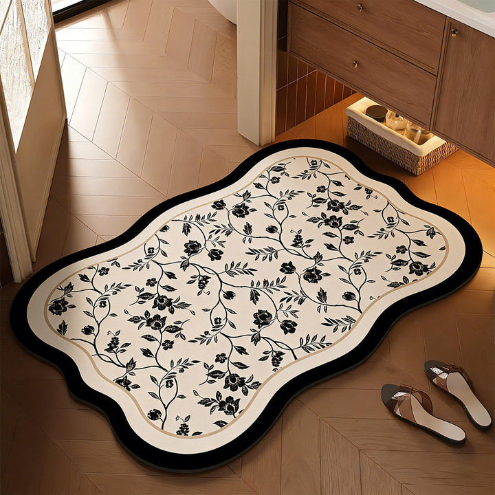 Floral Design Bathroom Mat Bowlift