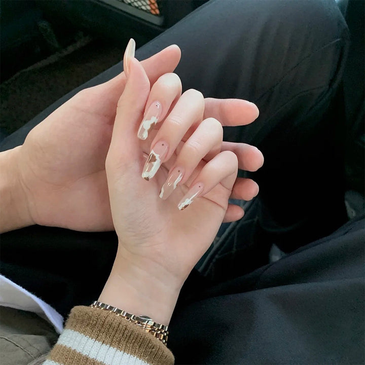 Artistic acrylic nails with trendy design Bowlift
