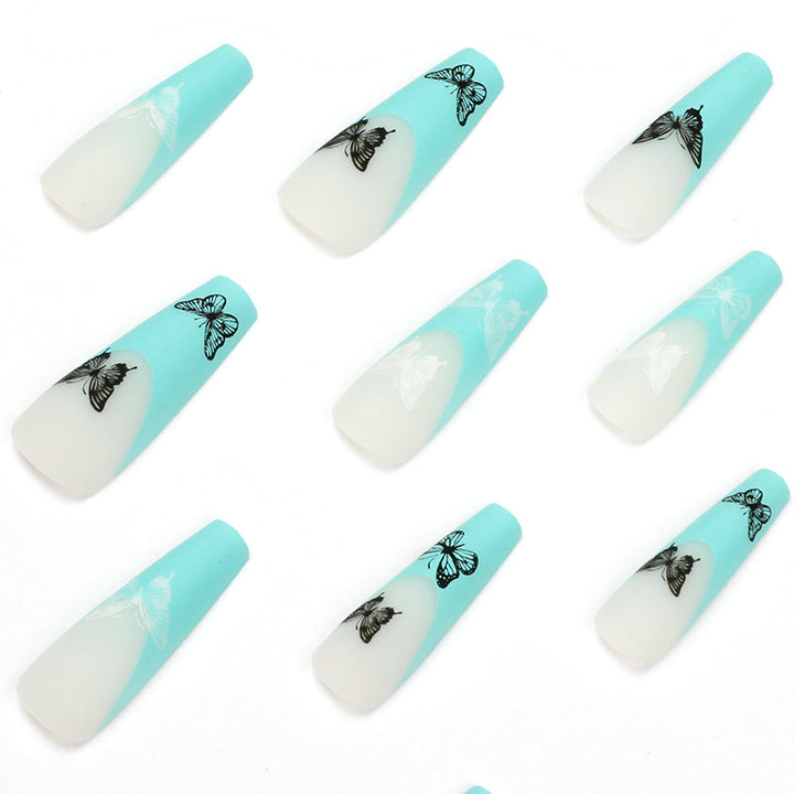 Artificial nail extensions with butterfly design Bowlift