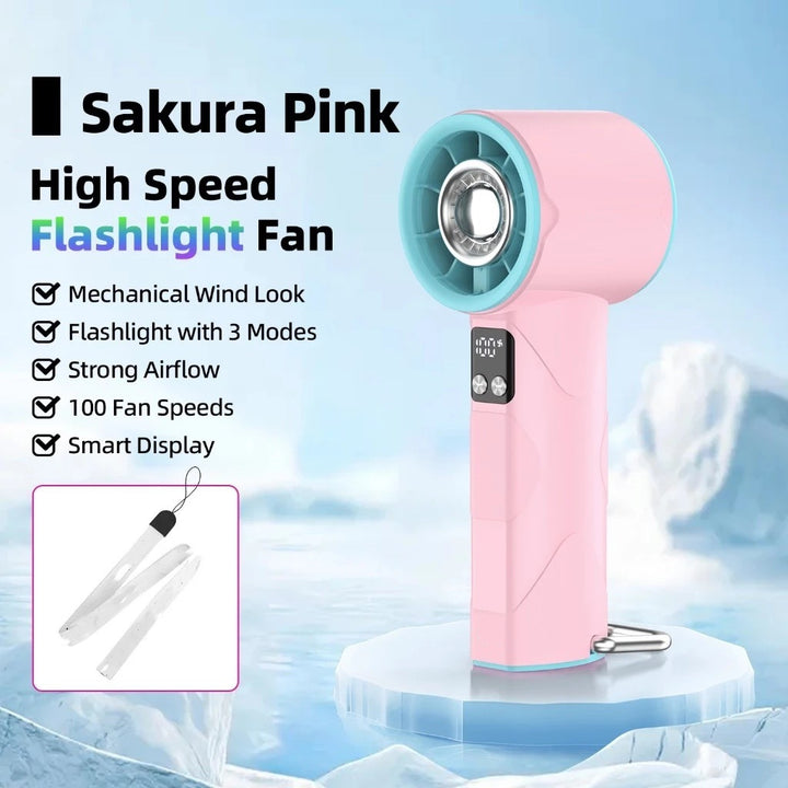 Women's high-speed handheld fan with integrated LED light Bowlift