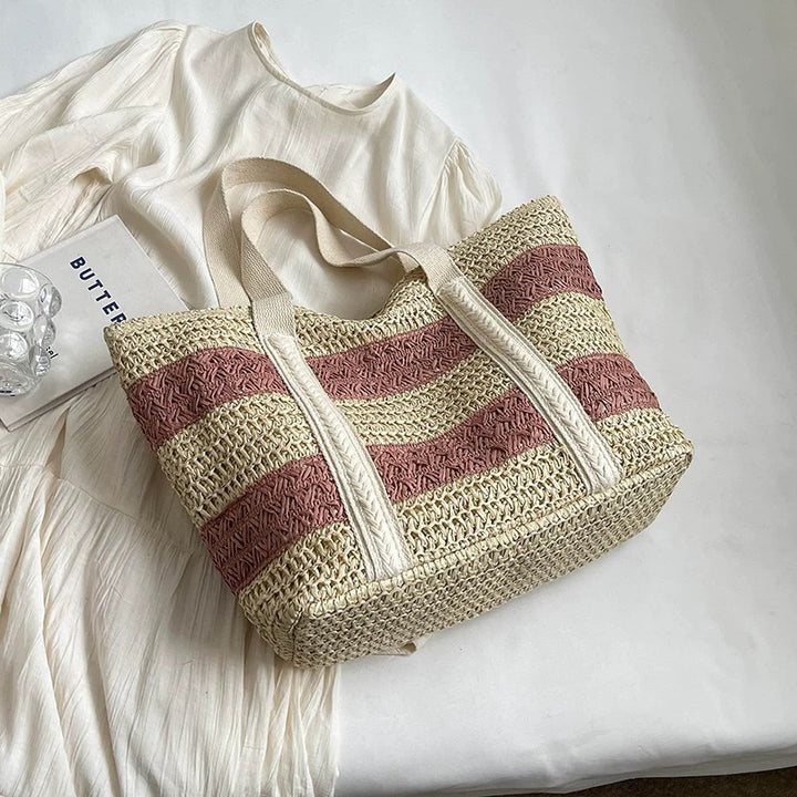 Handcrafted beach bag with distinctive striped design Bowlift