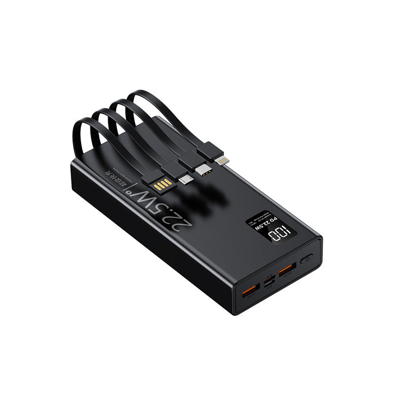 Multifunctional power bank with integrated cable system and digital power display Bowlift